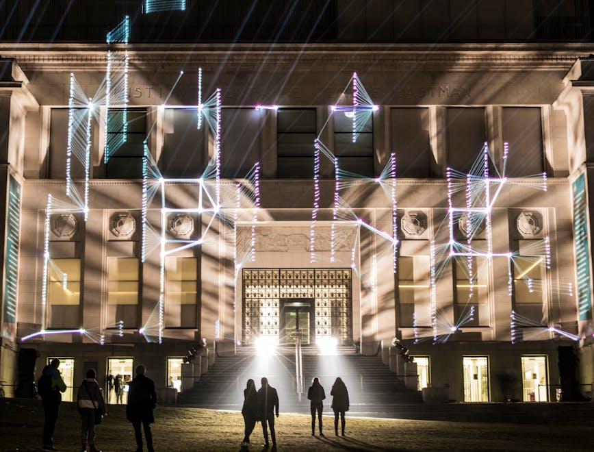 person human pedestrian lighting building architecture