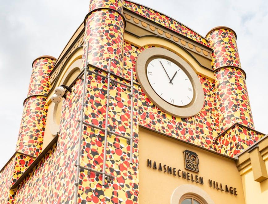 belgie limburg maasmechelen stage village wim tower architecture building clock tower