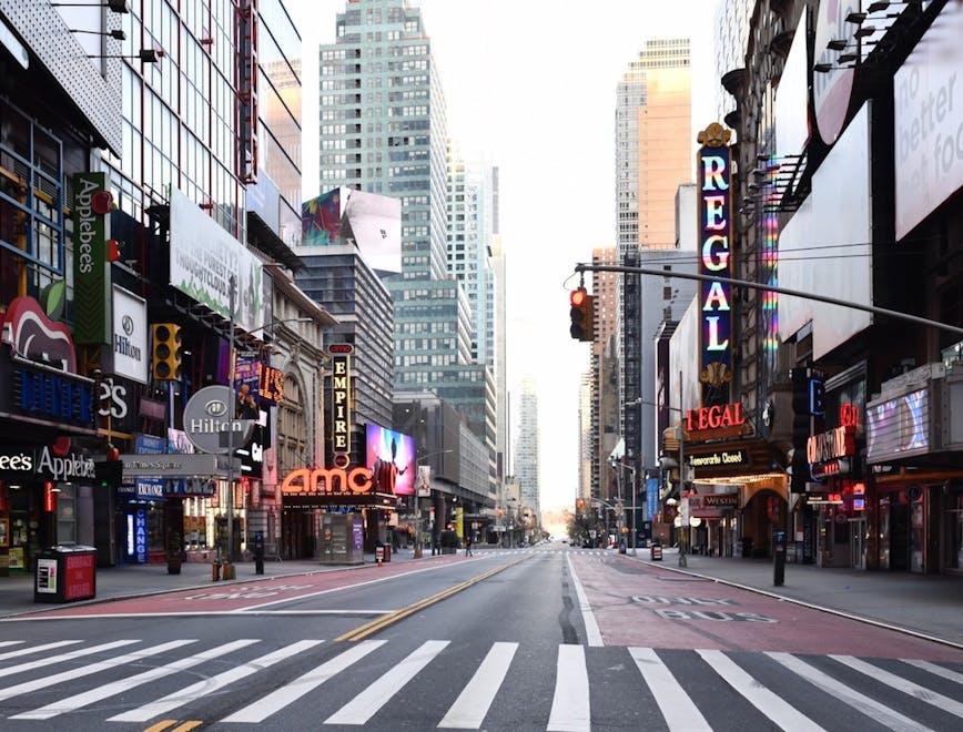 road tarmac metropolis city urban pedestrian traffic light downtown intersection zebra crossing