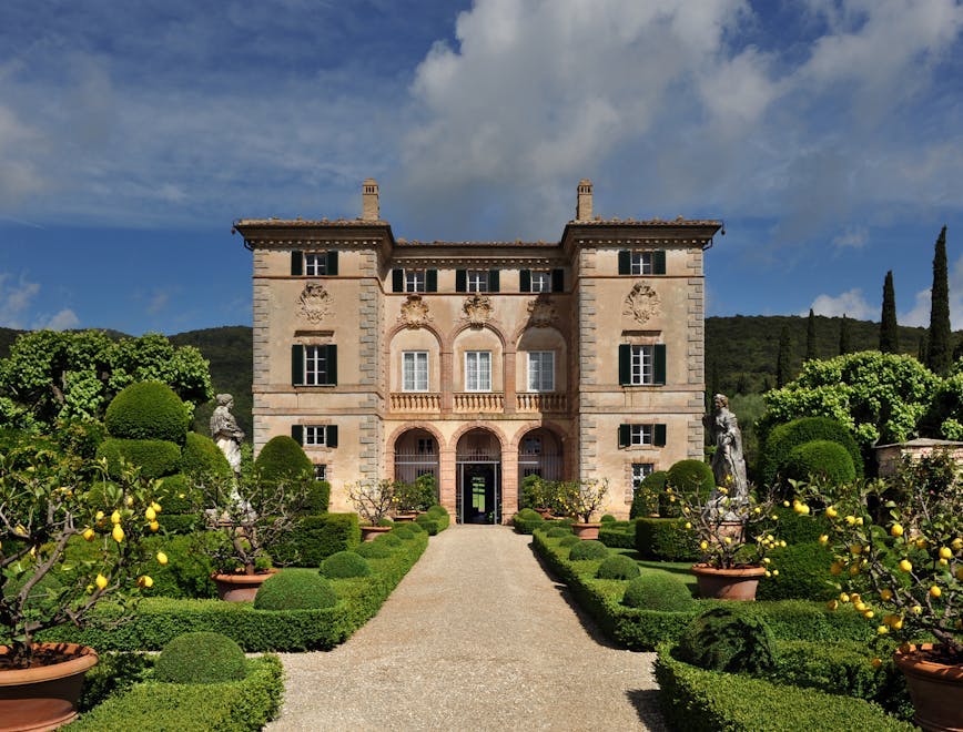 grass plant hedge fence housing building mansion house villa