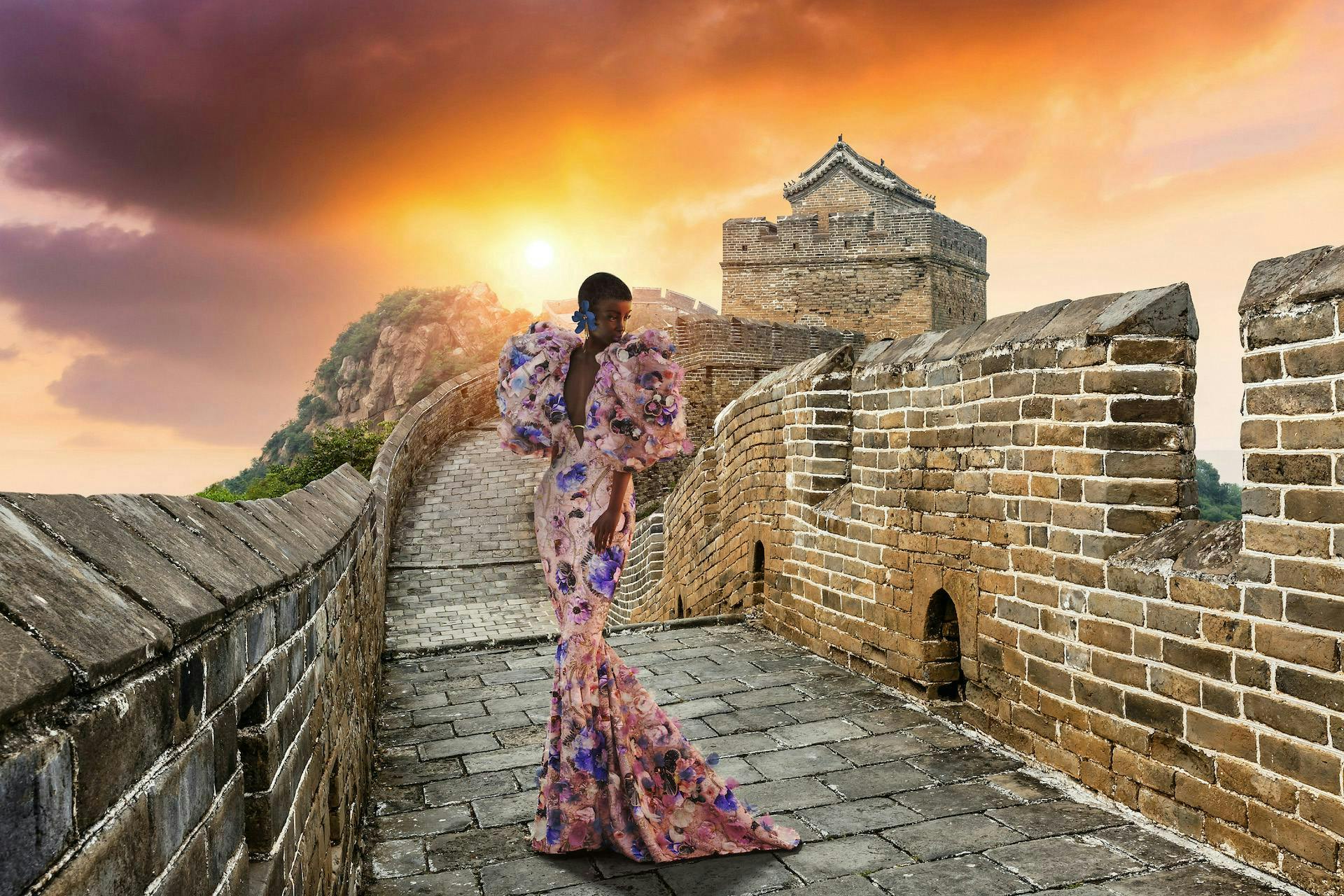 clothing apparel walkway path flagstone evening dress robe gown fashion sidewalk