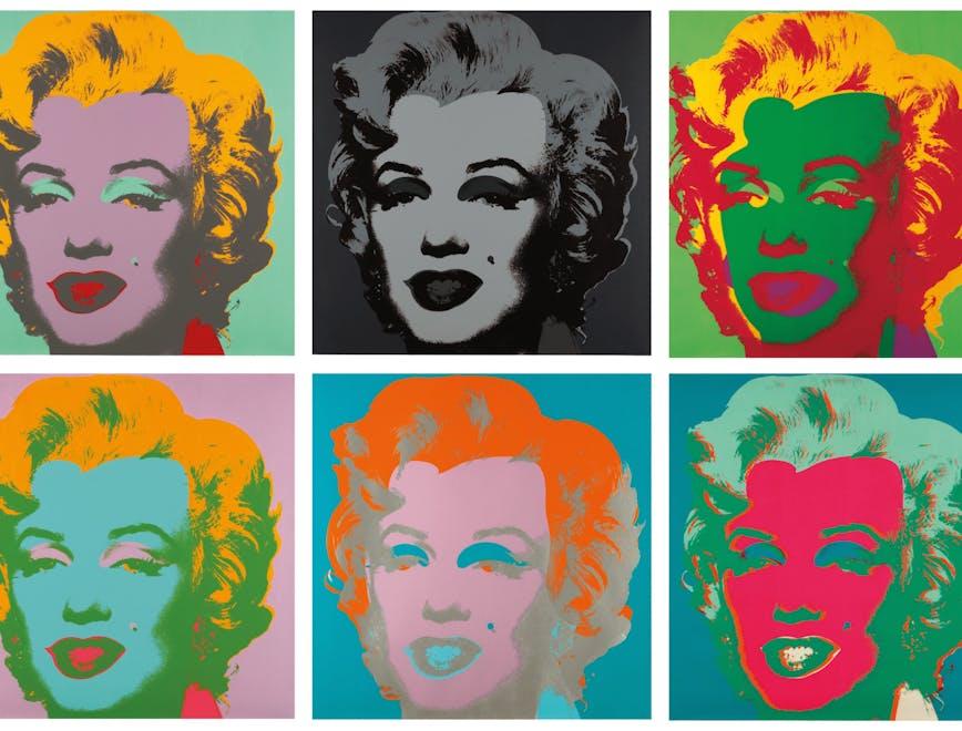 marilyn monroe; icon; iconic; female; portrait; series; pop art; 1960s; 60s; sixties; actress; beauty; glamour; glamorous; style; hollywood; cinema; movie star; celebrity; fame; famous; movies; film star; bright; bold; colourful; set; series collage poster advertisement label text head