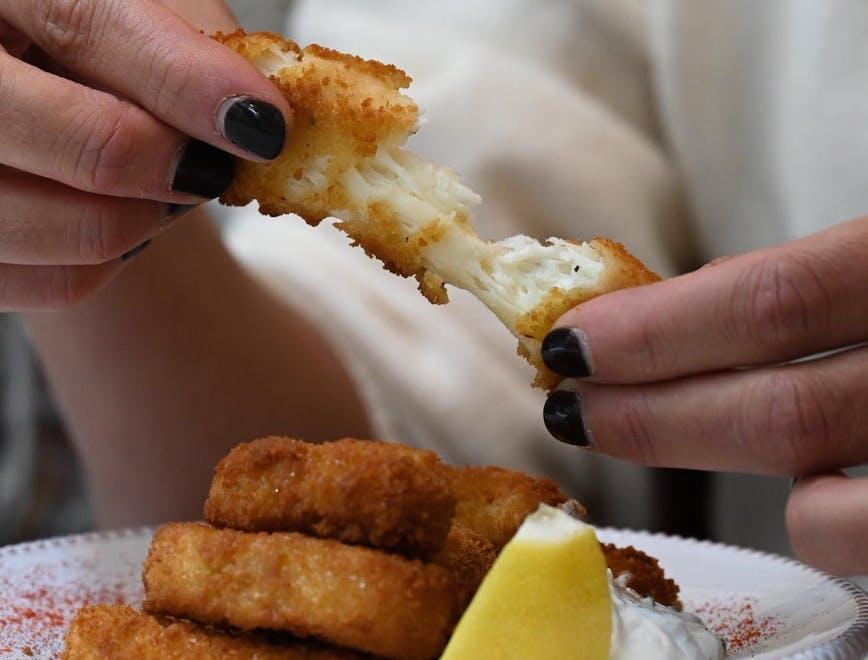 person human nuggets fried chicken food finger