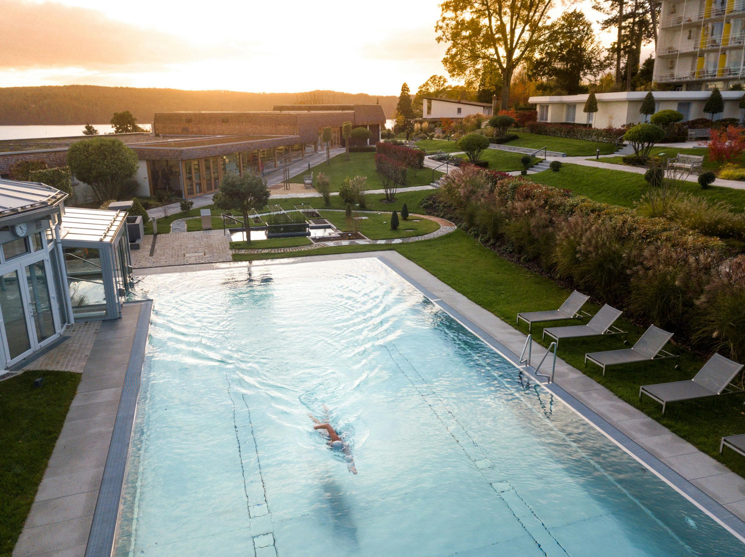 water pool resort hotel building