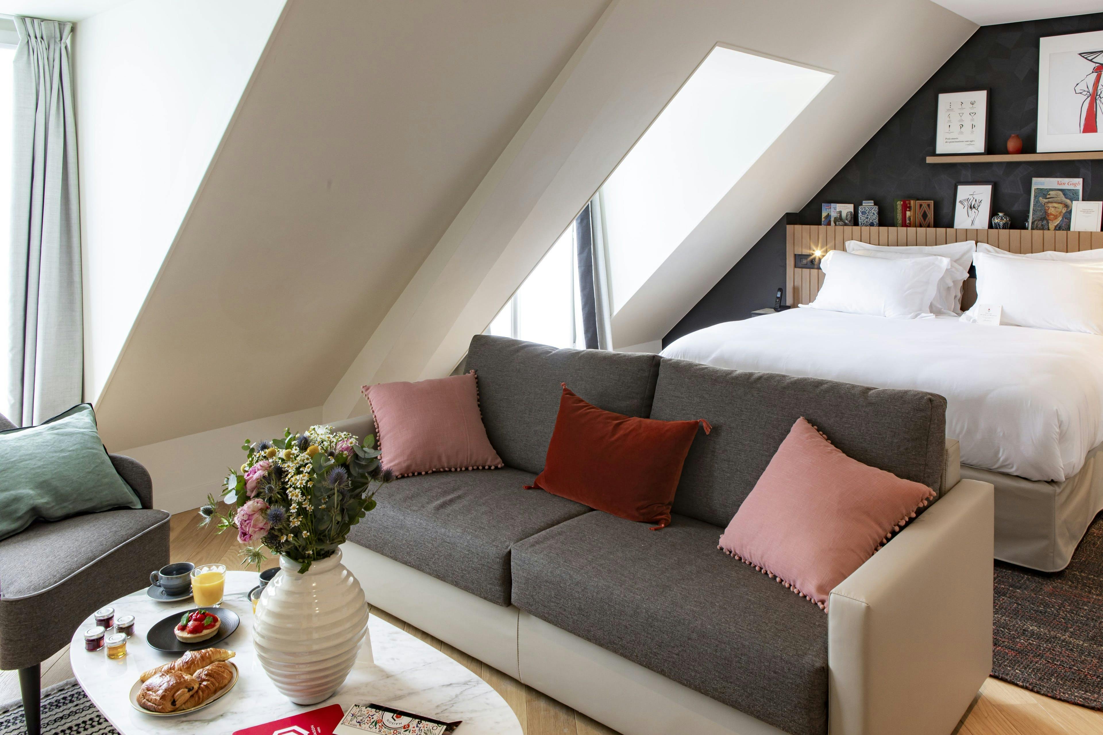 housing building loft indoors living room room attic furniture interior design couch