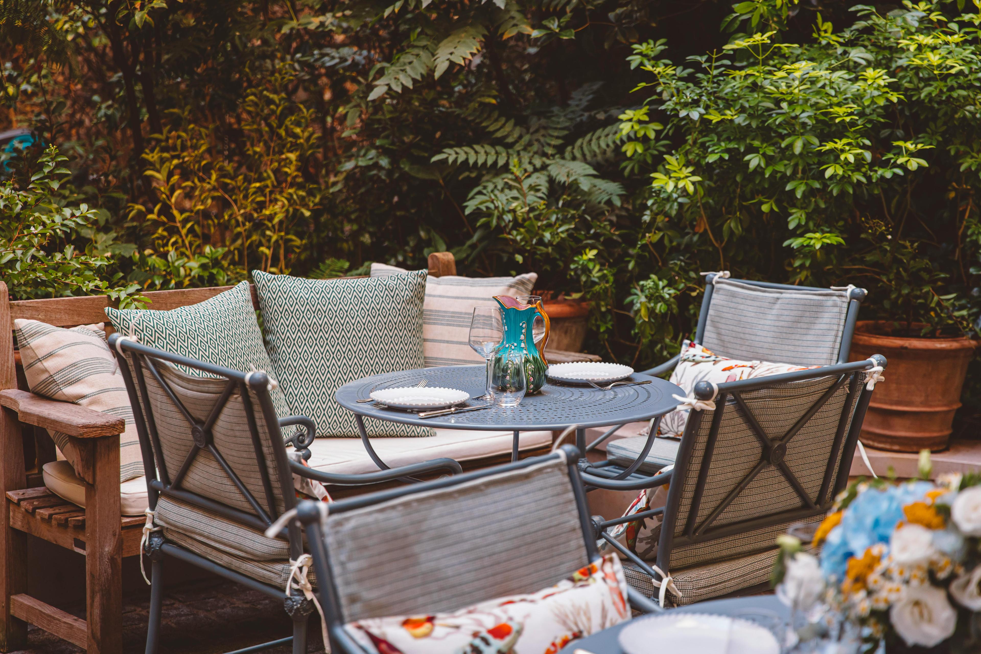 chair furniture patio flagstone restaurant