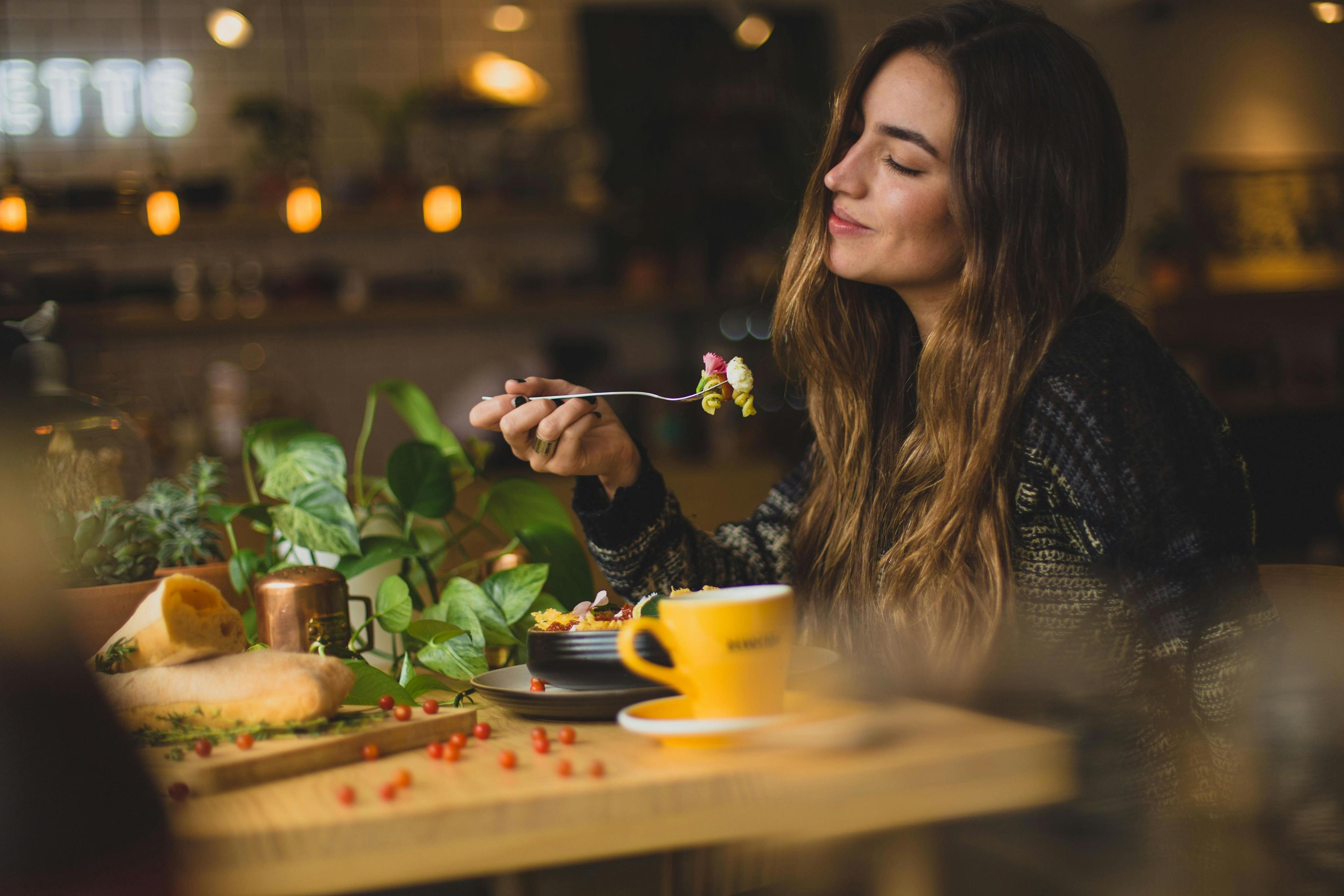 burger food eating person woman adult female cup brunch