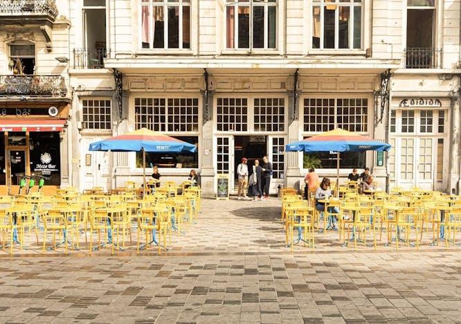 urban city indoors restaurant cafe cafeteria street architecture building person