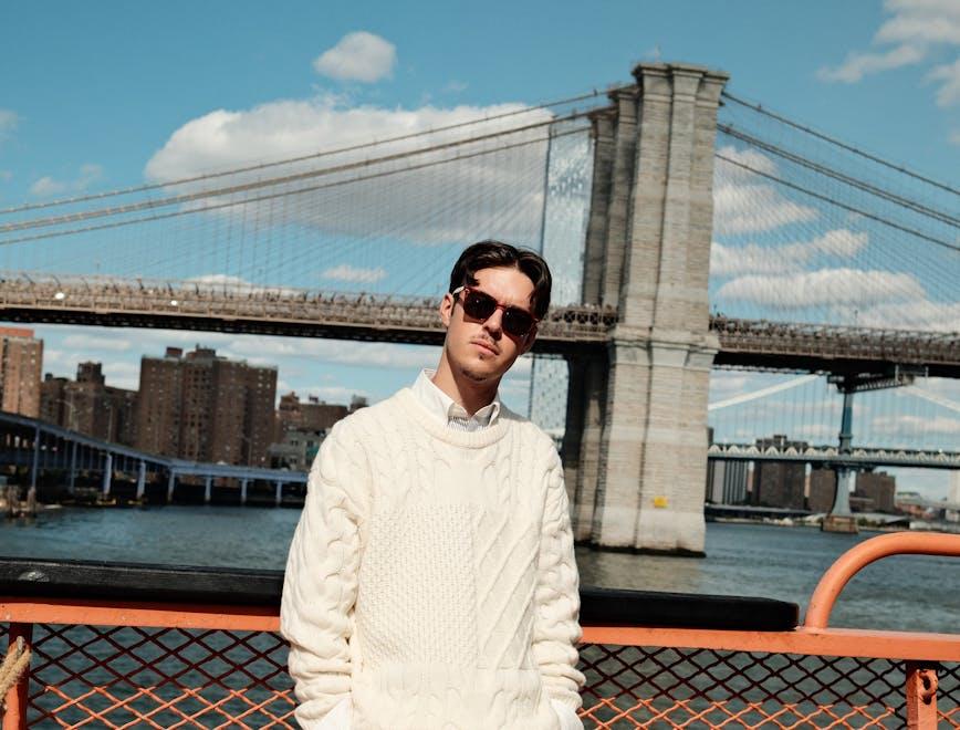 clothing knitwear sweater long sleeve sleeve bridge brooklyn bridge landmark