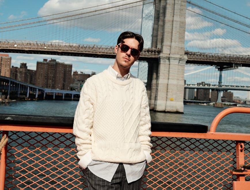 clothing knitwear sweater long sleeve sleeve bridge brooklyn bridge landmark