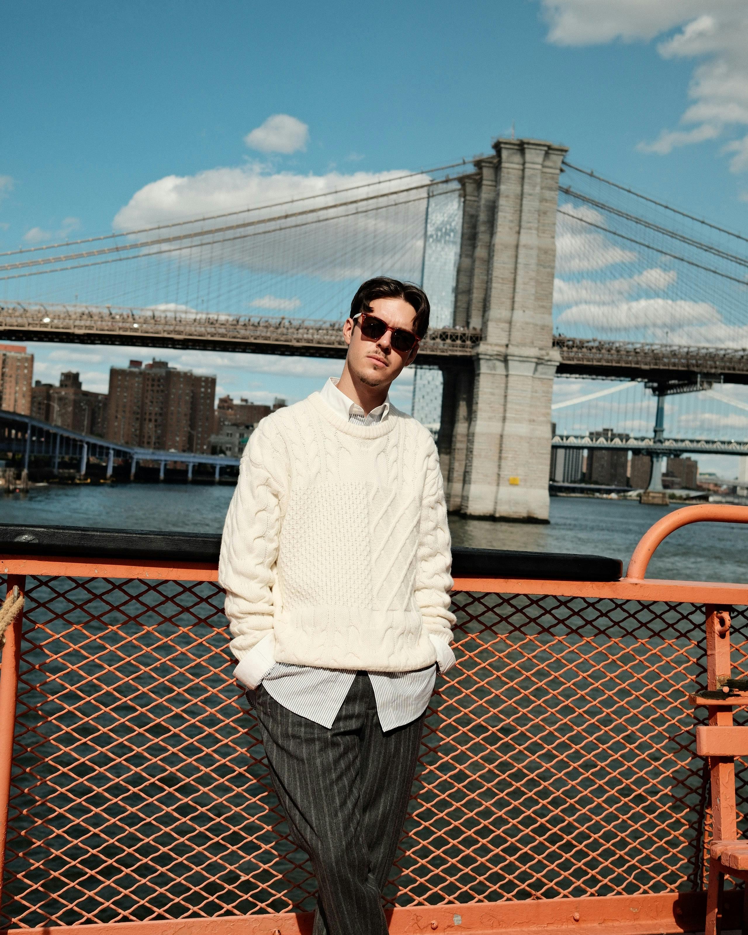 clothing knitwear sweater long sleeve sleeve bridge brooklyn bridge landmark